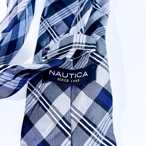 NAUTICA Purple and grey plaid tie - Picture 4 of 5